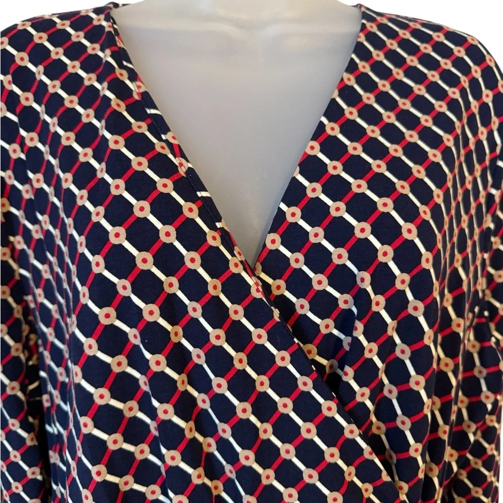 Talbots Geometric Print Long Sleeve Top  Office/Career    XLARGE   #3 - Picture 2 of 9